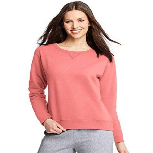 Hanes Women's Fleece V-Notch Sweatshirt Charisma Coral - My Discontinued Bra