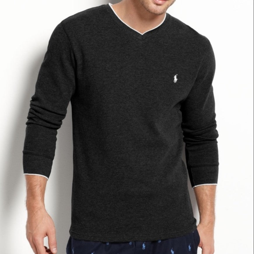 Polo Ralph Lauren Men's Long Sleeve Tipped V Neck Waffle Thermal Top P966 - My Discontinued Bra